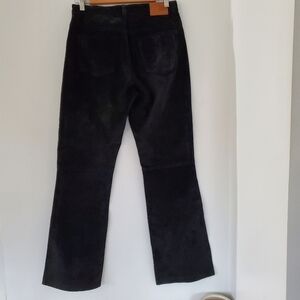 90s TOMMY HILFIGER 8 Black Suede Straight Leg Pants Pockets Lined Preppy Luxury